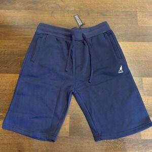 Kangol Sweat Shorts Lounge Drawstring Gym Activewear Navy Blue Large‎ Terry New